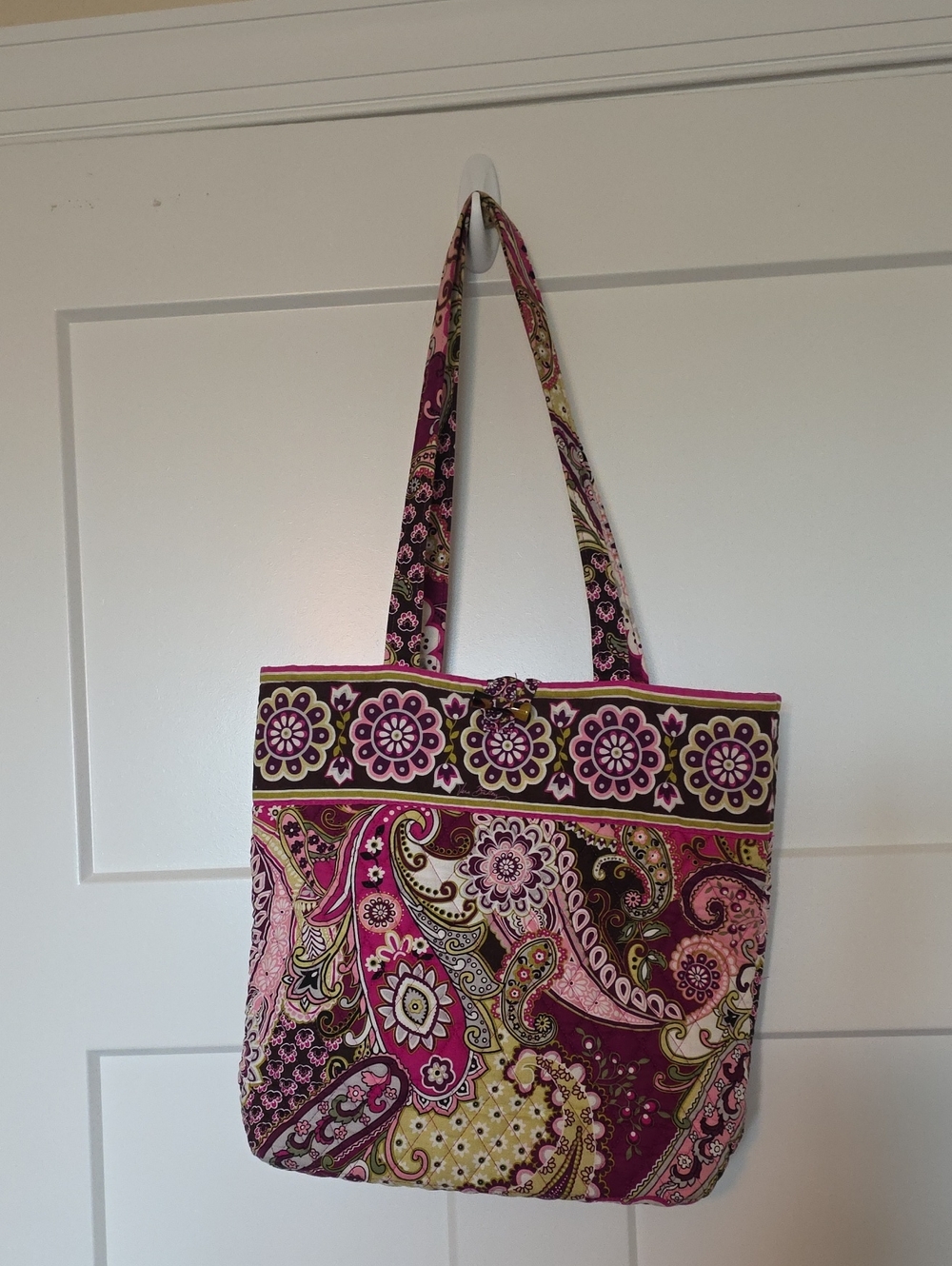 Vera Bradley Quilted Paisley Tote Bag in Pink and Purple